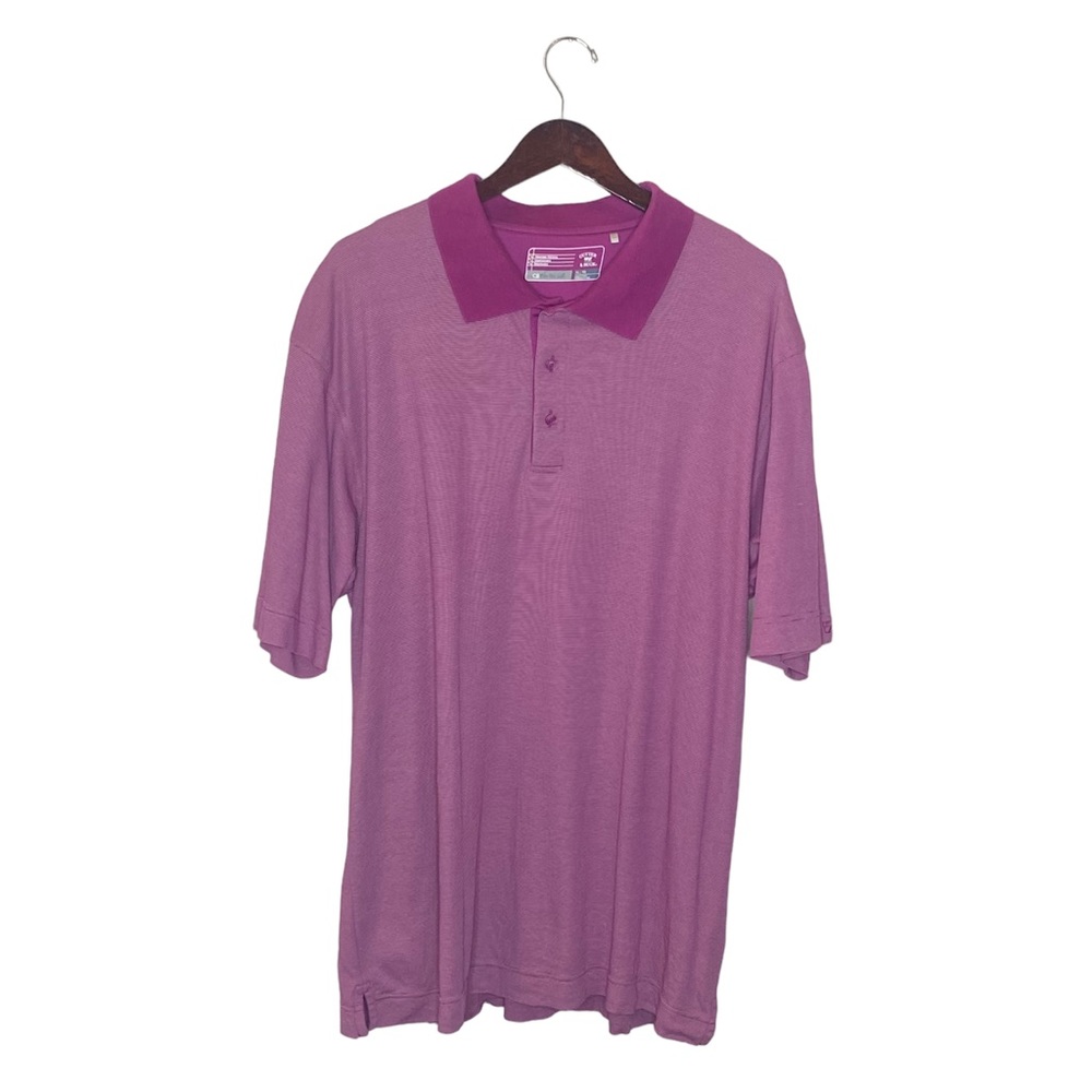 Cutter & Buck Magenta CB DryTech Mini Striped Golf Polo Size XL